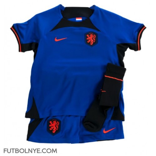 Camiseta Países Bajos Visitante Equipación para niños Mundial 2022 manga corta (+ pantalones cortos)